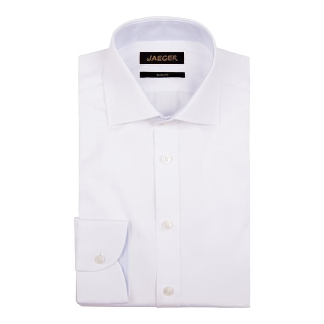 Jaeger White Fine Stripe Slim Cotton Shirt