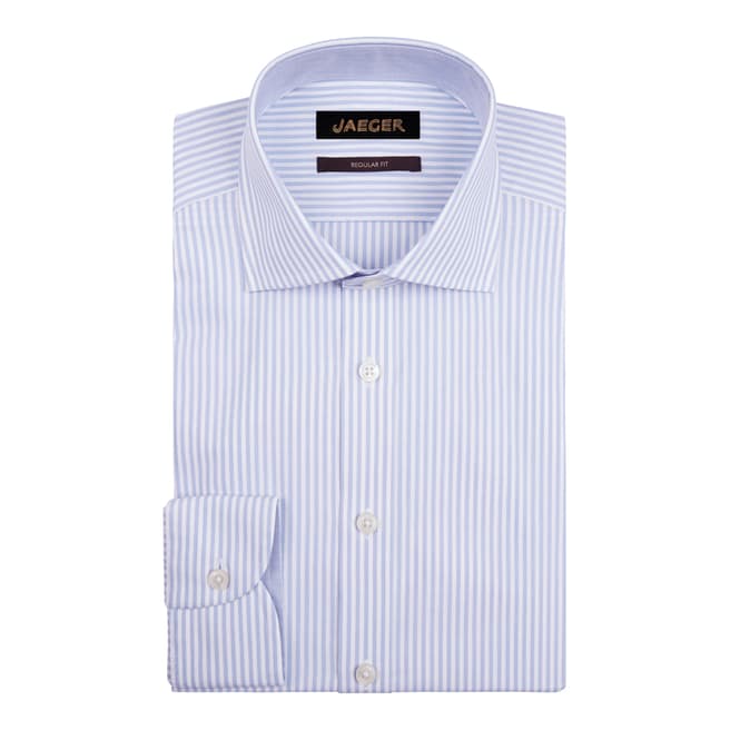 Jaeger Blue Bengal Stripe Regular Cotton Shirt