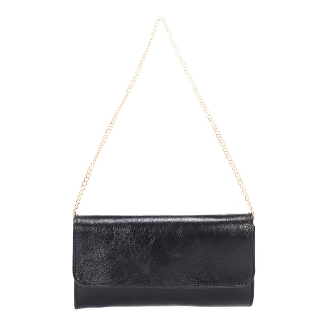 Giulia Massari Black Leather Crossbody/Clutch Bag