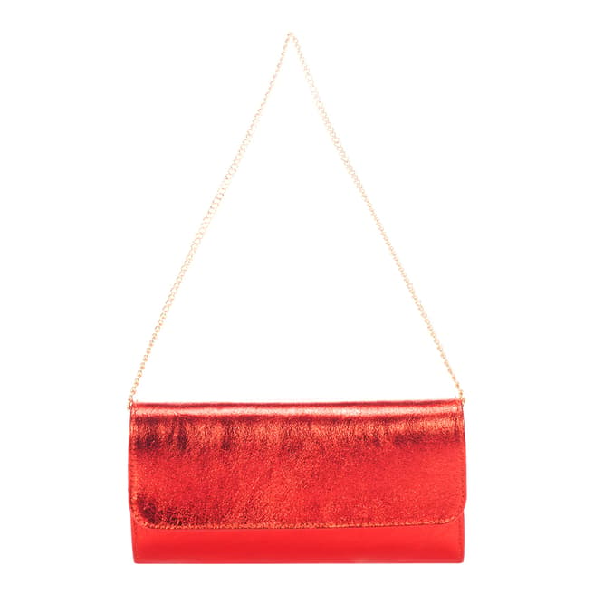 Giulia Massari Red Printed Suede Clutch Bag
