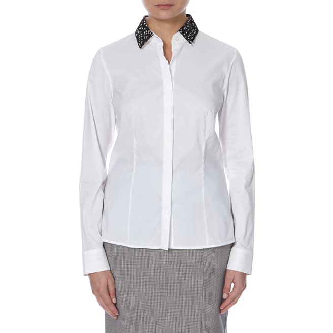 Boss by Hugo Boss White Lace Collar Cotton Blend Boresa Shirt