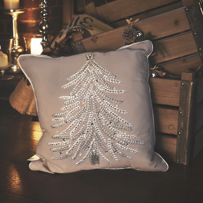 Gallery Living Silver Festive Tree Cushion 40x40cm