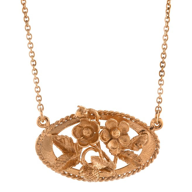 Alex Monroe Rose Gold Oval In Line Cameo With Wild Strawberry Cluster Necklace