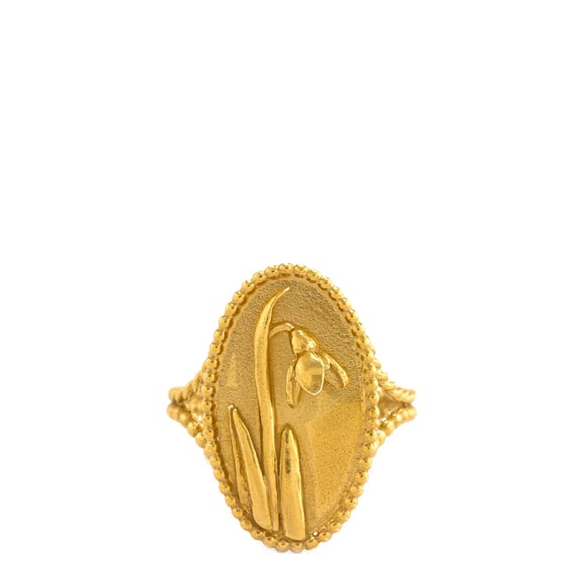 Alex Monroe Gold Plated Oval Snowdrop Pearl Wire Cameo Ring
