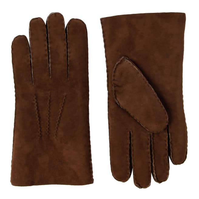 Baa Baa Mens Brown/White Lambskin Hand Stitched Gloves