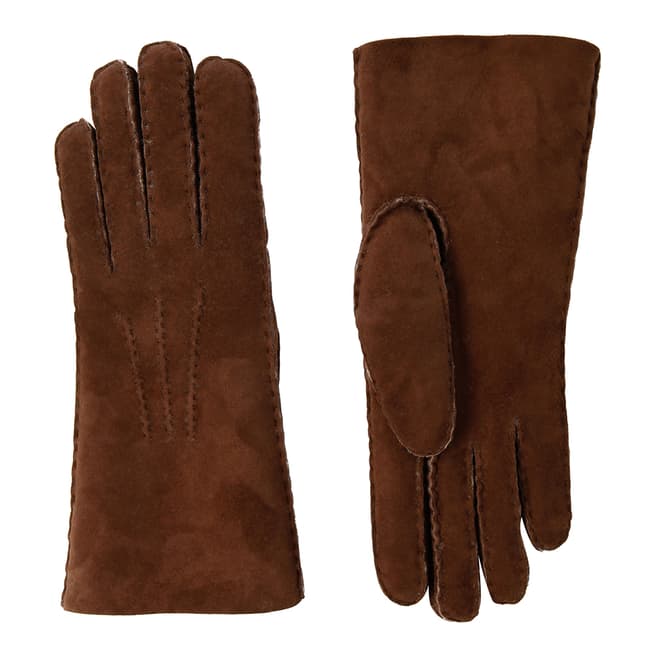 Baa Baa Womens Brown/Ecru Lambskin Hand Stitched Gloves