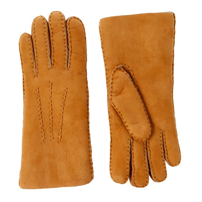 Baa Baa Womens Tan/Ecru Lambskin Hand Stitched Gloves