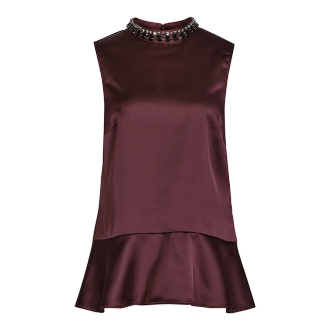 Reiss Red Embellished Acorn Top