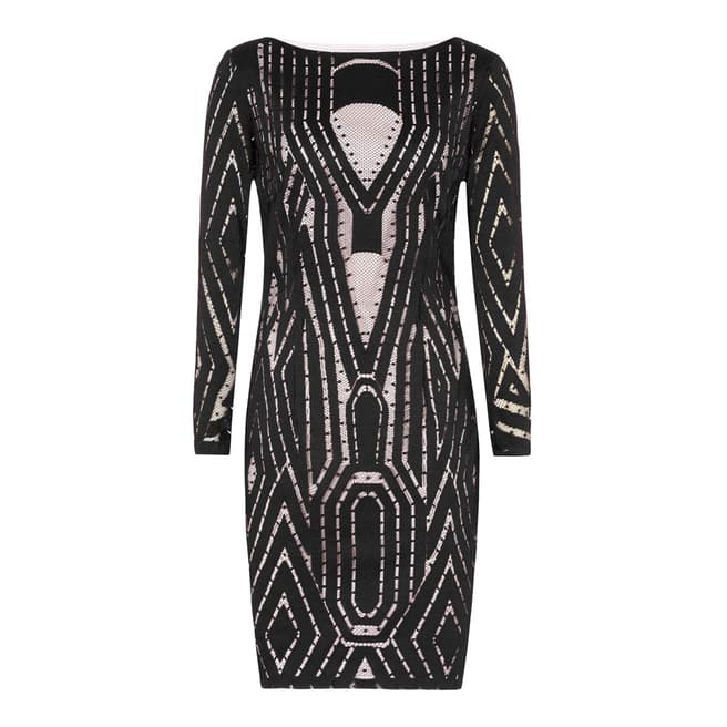 Reiss Black Lace Detail Kaz Dress