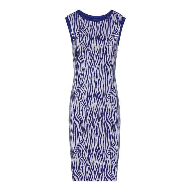 Reiss Blue/White Textured Feist Dress