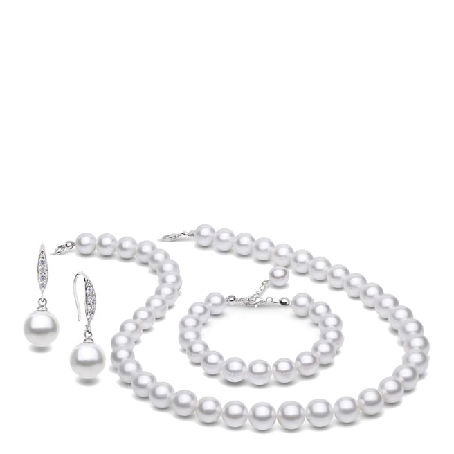 Coccola Jewellery White Pearl Necklace/Bracelet/Earrings Set