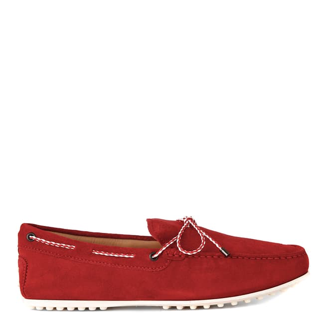 Tod's Men's Red Suede Gommino Driving Shoes