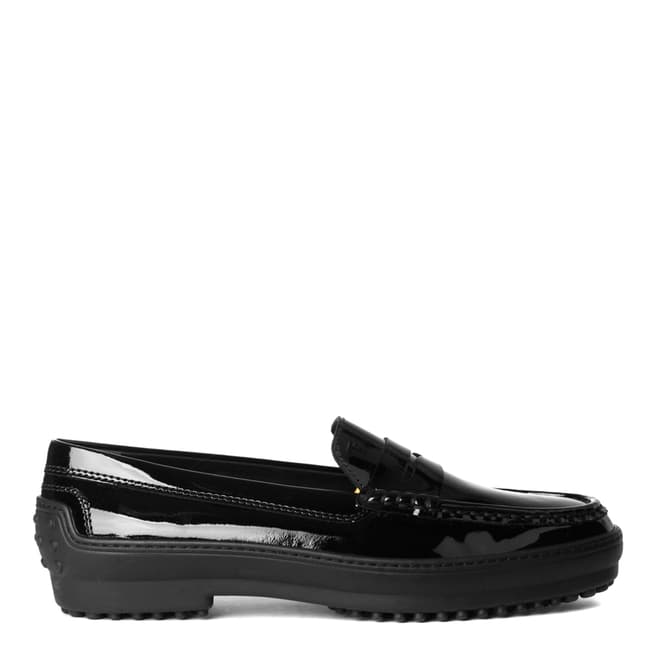 Tod's Ladies Black Patent Leather Loafer