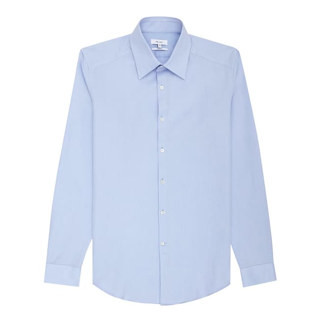 Reiss Blue Textured Slim Fit Colton Shirt