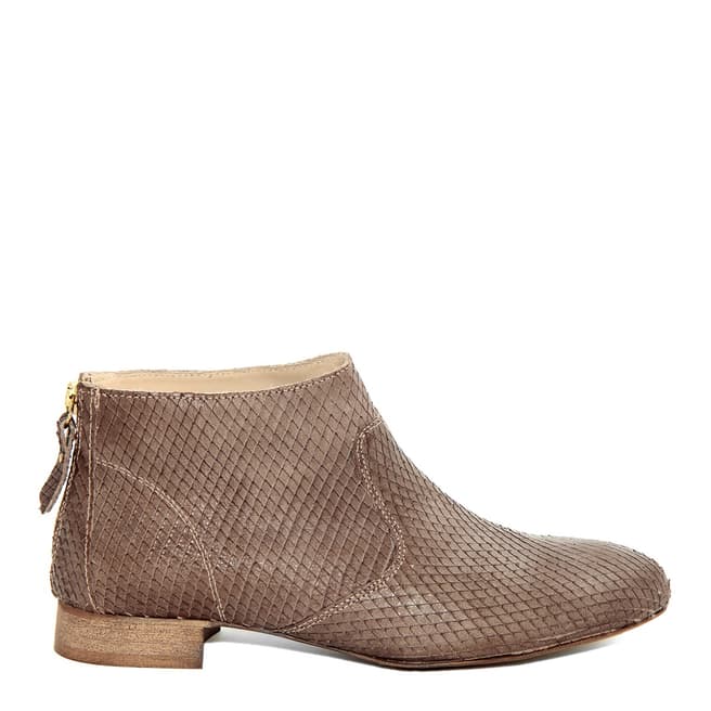 Eye Light Brown Leather Rock Flat Ankle Boots