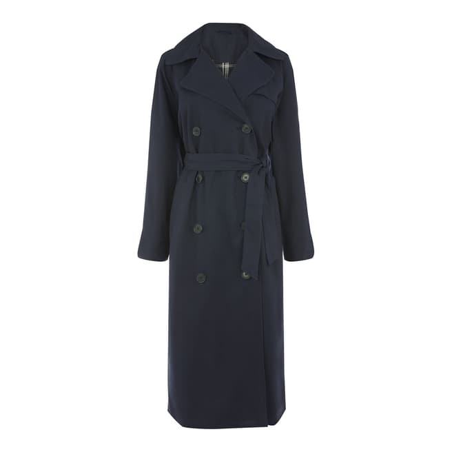 Warehouse Navy Check Lined Cotton Trench