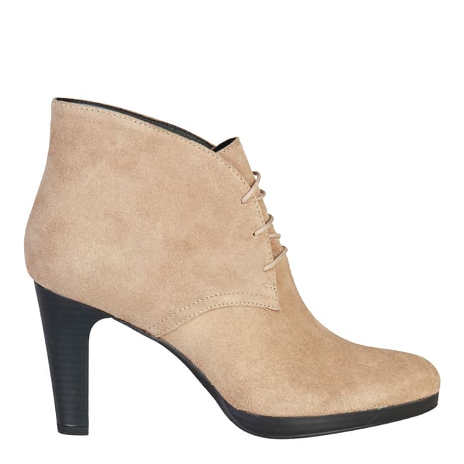 Beige Suede Lace Up Ankle Boots