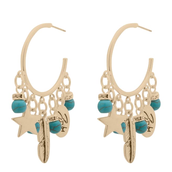 BiBi Bijoux Turquoise/Gold Charm Hoop Earrings