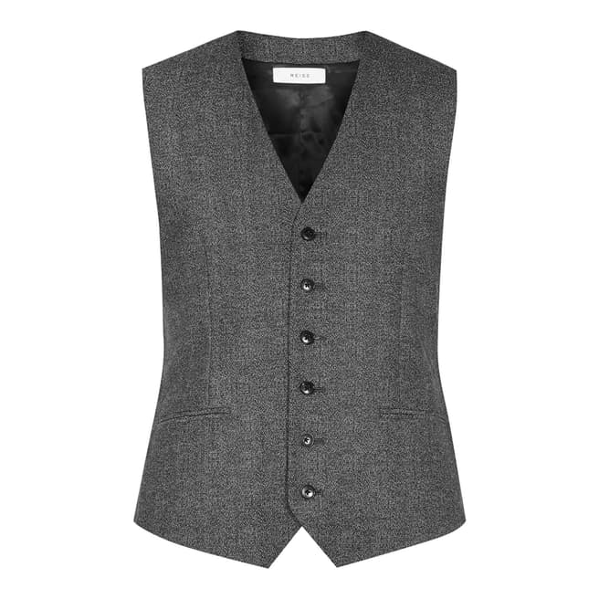 Reiss Charcoal Slim Fit Wool Morrow W Waistcoat