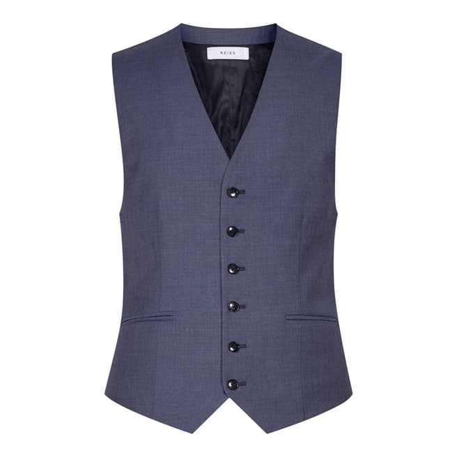 Reiss Blue Harry Modern Fit Wool Waistcoat