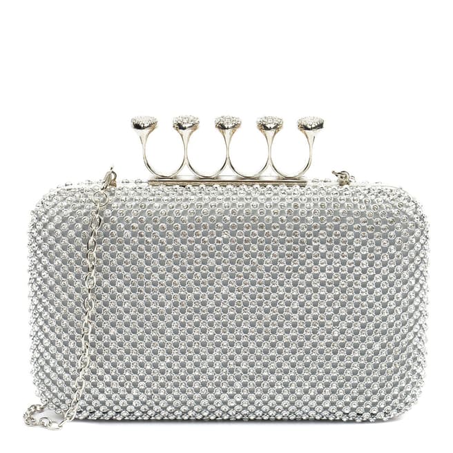 Luisa Vannini Silver Glitter Clutch Bag