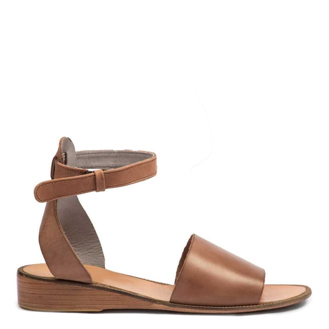 Hudson Tan Leather Fifa Ankle Strap Sandals