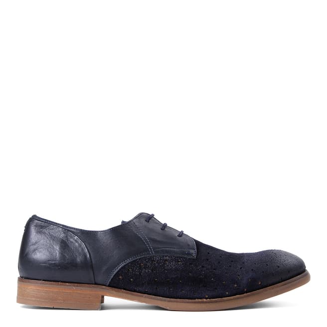 H by Hudson Men's Navy Leather/Suede Rogers Derby Shoes