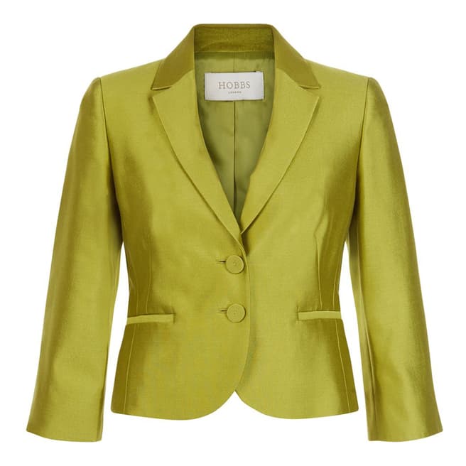 Hobbs London Green Silk and Wool Dalilah Jacket
