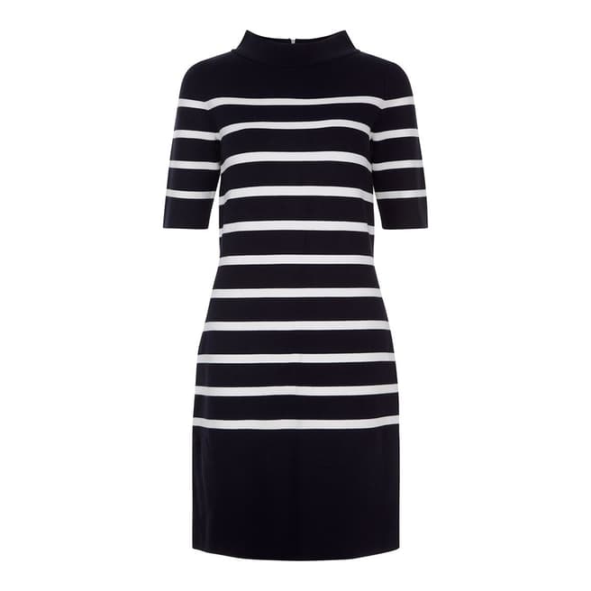 Hobbs London Navy/White Striped Janie Dress