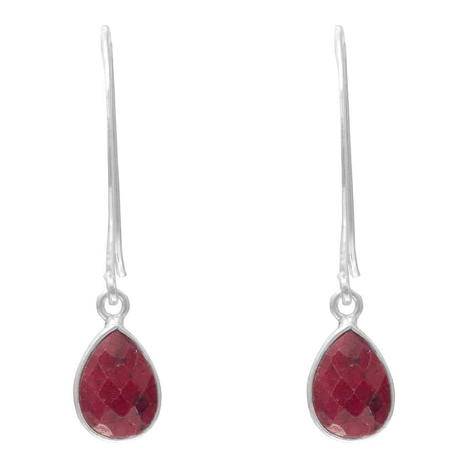 Alexa by Liv Oliver Red/Silver Faceted Pear Shape Ruby Drop Earrings