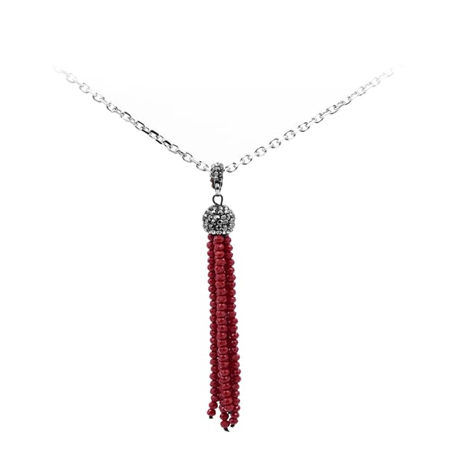 Alexa by Liv Oliver Red Crystal and Zirocnia Gemstone Tassle Necklace
