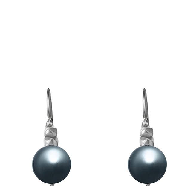 Alexa by Liv Oliver Silver Grey Pearl Studded Drop Earrings