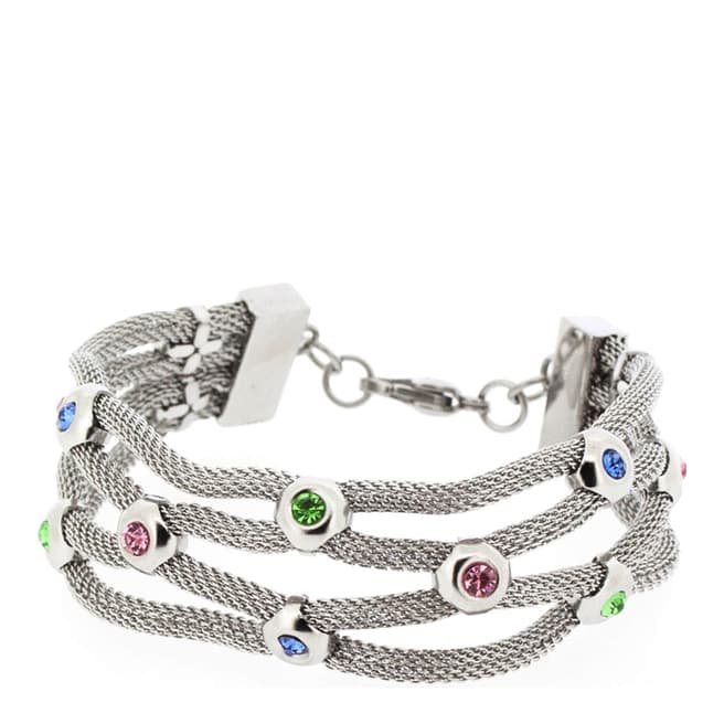 Alexa by Liv Oliver Silver Plated Multi Gemstone Woven Bracelet