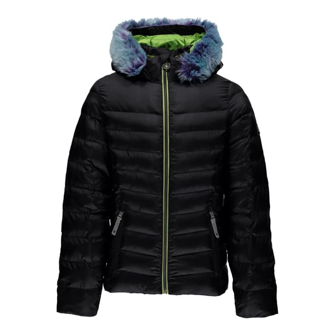 Spyder Kids Black Timeless Faux Fur Hooded Jacket