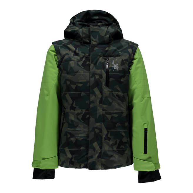 Spyder Boy's Camo and Green Axis Ski/Snow Jacket