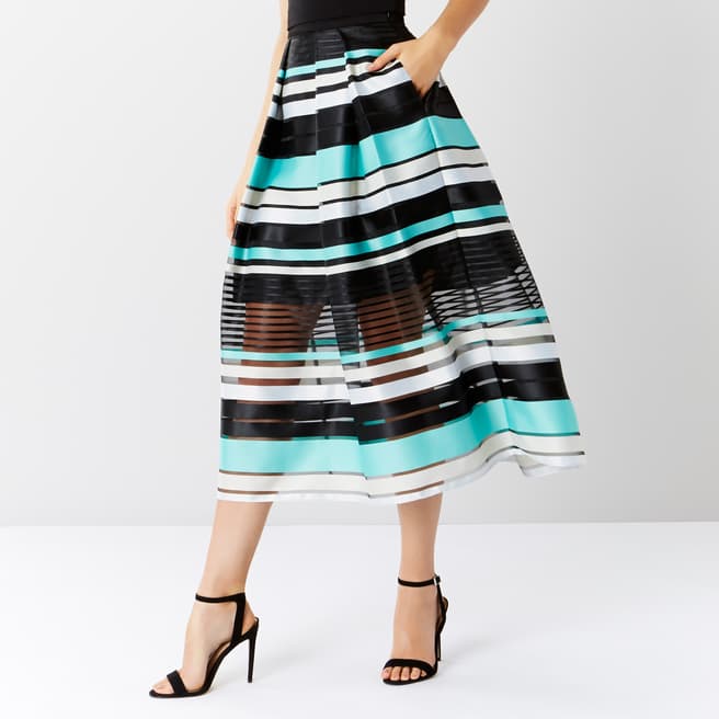 Coast Black/Blue Sofia Stripe Skirt