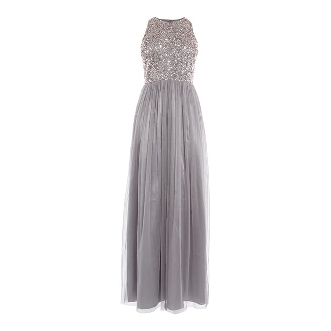 Coast Silver Ru Sequin Tulle Prom Dress