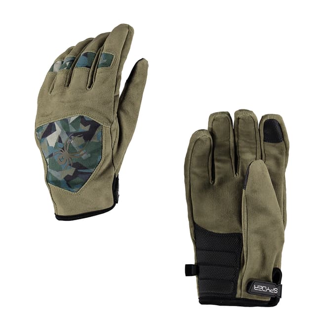 Spyder Mens Army Green Pank-N-Pipe Ski Gloves