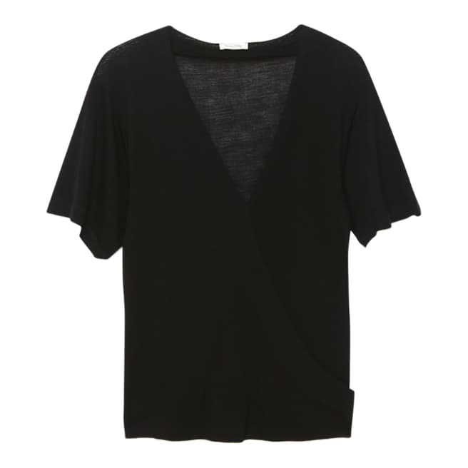 American Vintage Black Asymmetric Wool Jersey T-Shirt