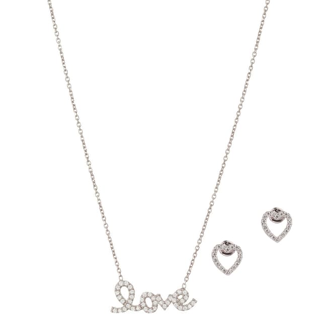 Ingenious Silver Love Earring and Necklace Set
