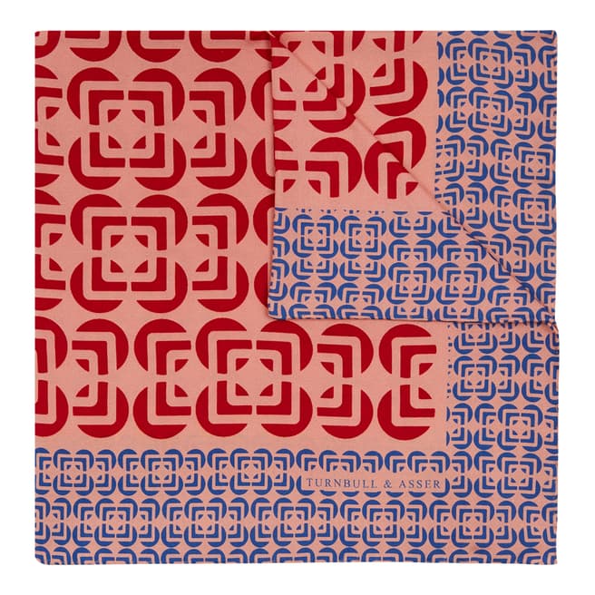 Turnbull & Asser Pink/Red Geometric Circle Silk Pocket Square