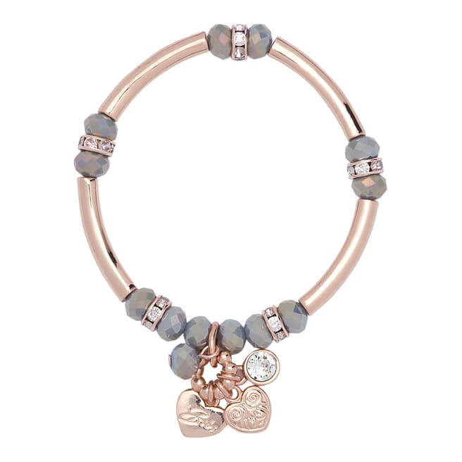 BiBi Bijoux Rose Gold/Grey Heart Charm Bracelet