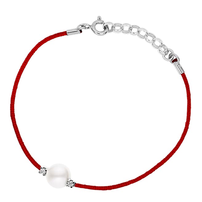 Only You Red String Freshwater Pearl Diamond Bracelet 0.05Cts