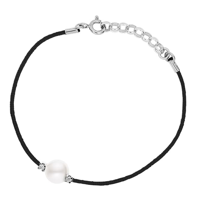 Only You Black String Freshwater Pearl Diamond Bracelet 0.05Cts