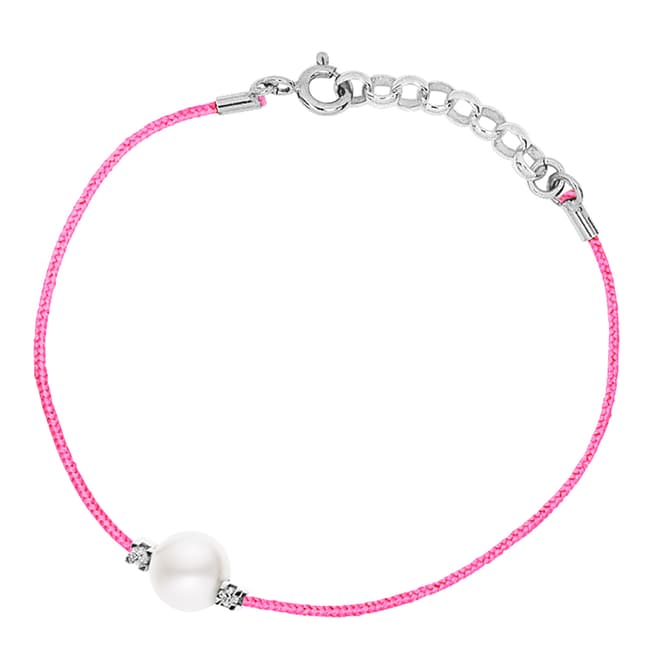Only You Pink String Freshwater Pearl Diamond Bracelet 0.05Cts