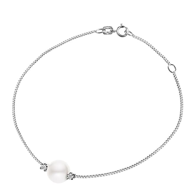Only You Silver Venetian Freshwater Pearl Diamond Bracelet 0.03Cts