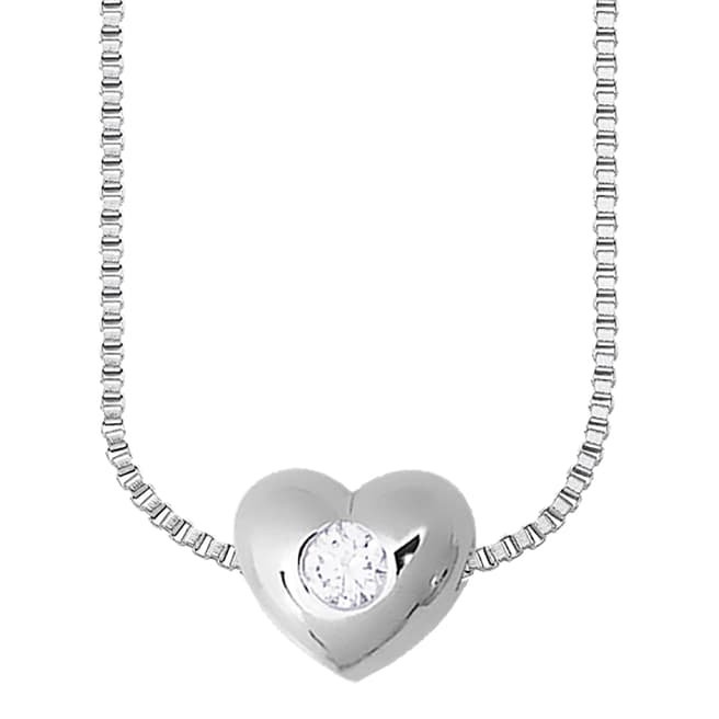 Only You Silver Venetian Heart Set Diamond Necklace 0.05Cts