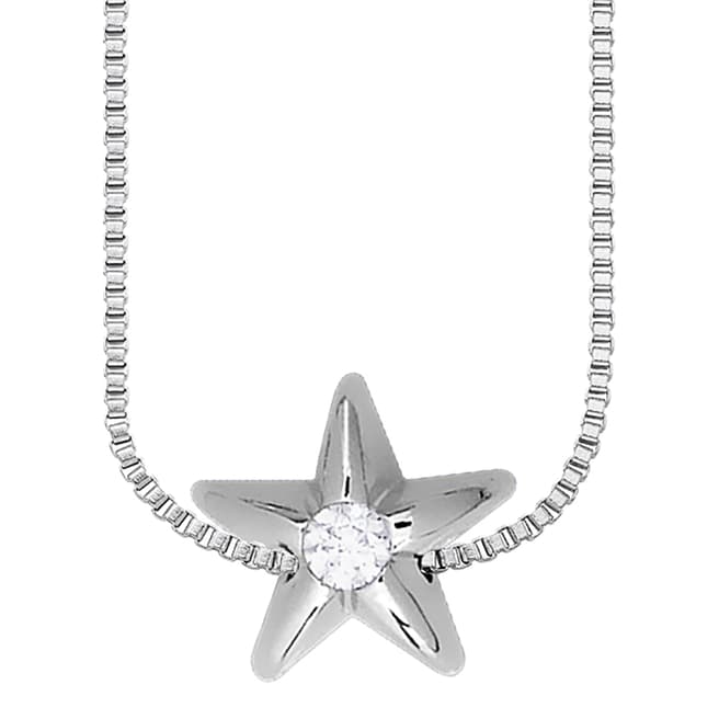 Only You Silver Star Diamond Link Necklace 0.05Cts