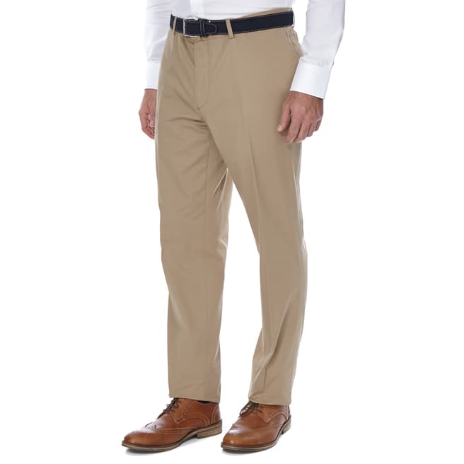 Hackett London Brown Formal Stretch Cotton Blend Trousers