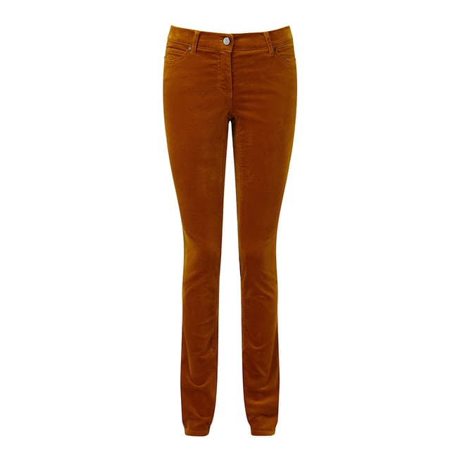 Pure Collection Tan Washed Velvet Slim Stretch Jeans